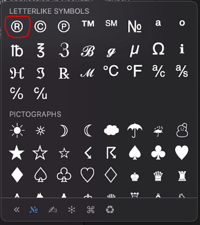 how to type the registered trademark symbol on a mac