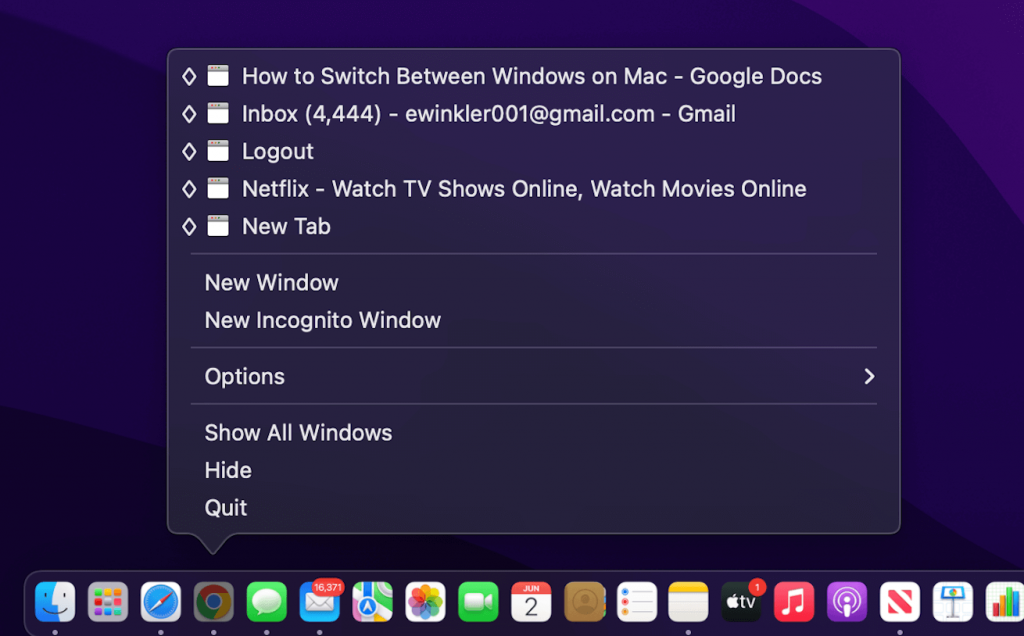 mac switch between windows of same app